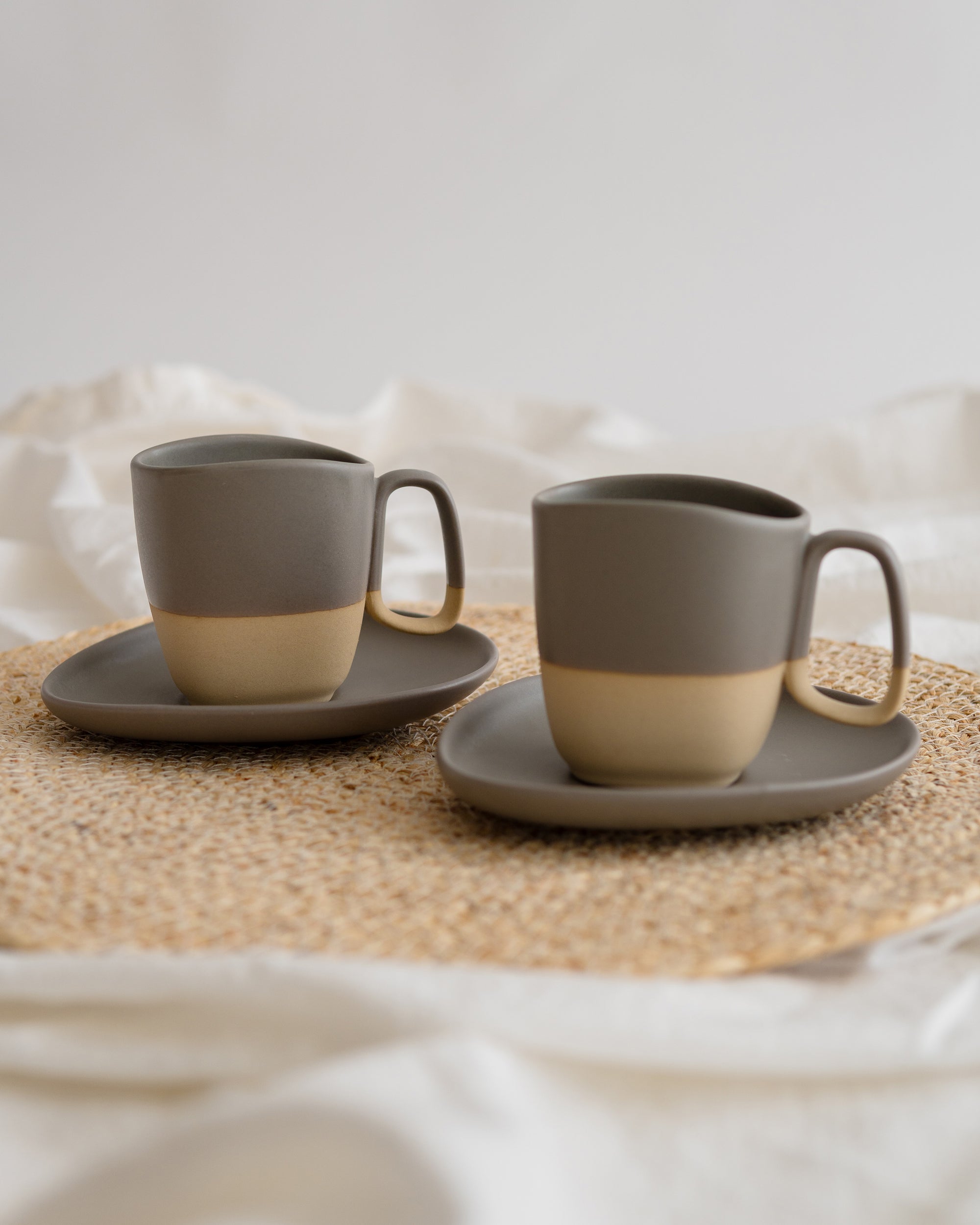 Set Taza/Plato Gris